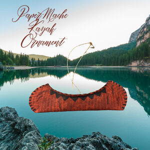 Cody Foster Canoe Ornament Red Paper Mache 5" Long Lake Decor